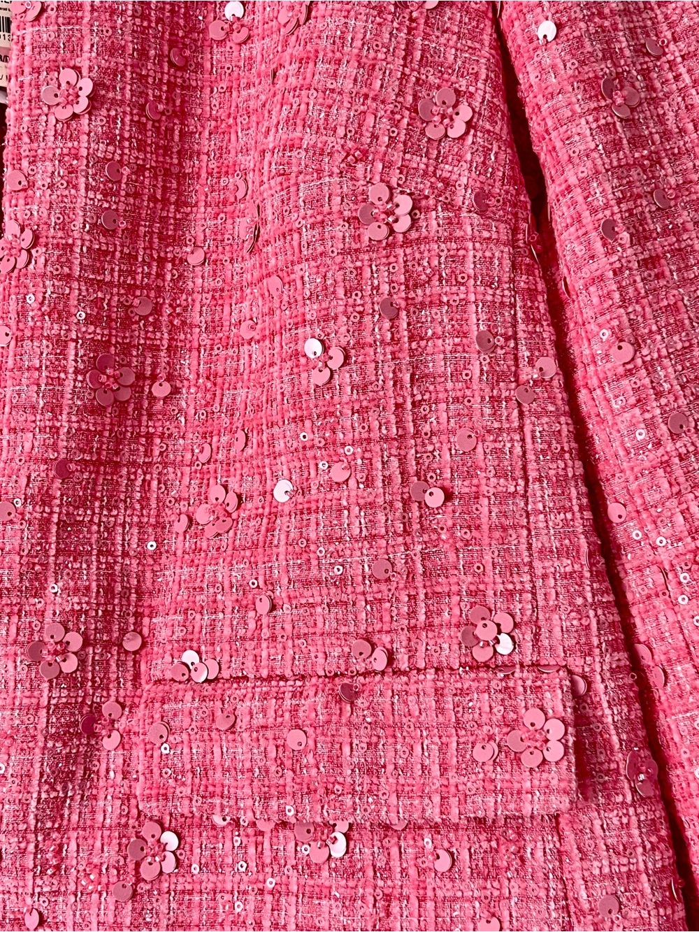 Anne Klein Pink Dahlia Sequin Tweed Collarless Jacket - Picture 5 of 9